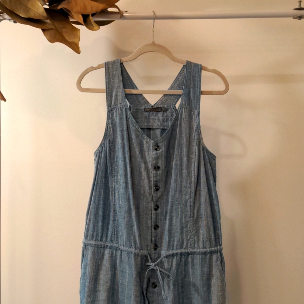 Prana Wayfarer's Romper Blue Stripe, sz Lg
